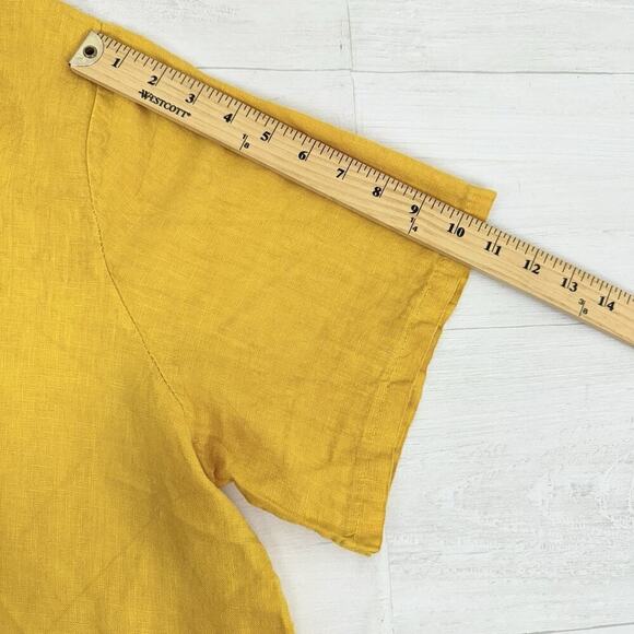 Made In Italy Womens Linen Tunic Top‎ Plus Size 3X Yellow Lagenlook Beach Summer - Picture 10 of 12